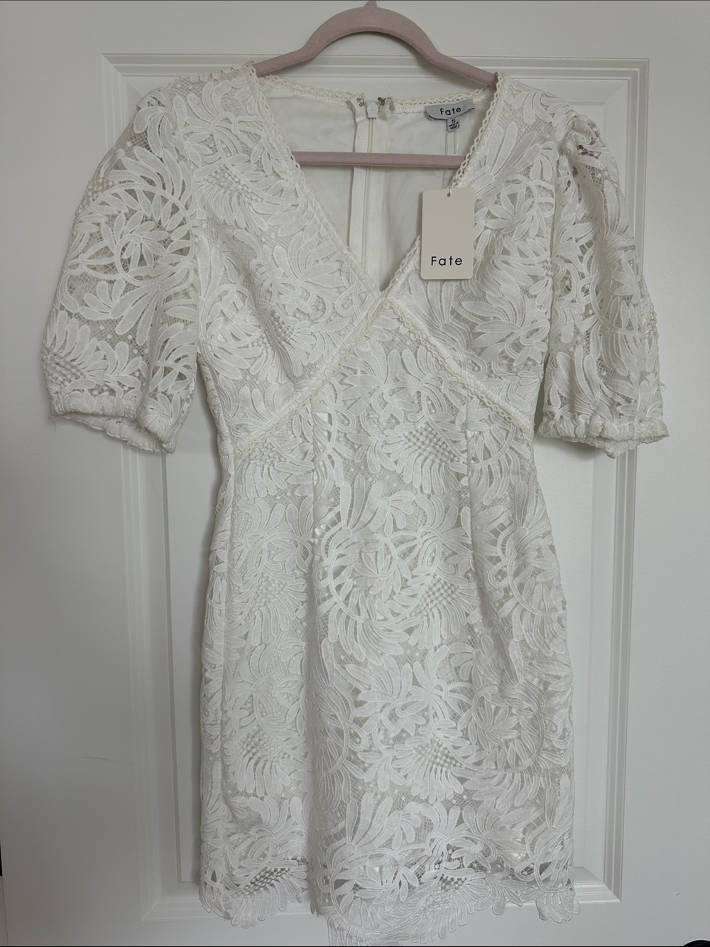 Fate Ivory Floral Lace Mini Dress
